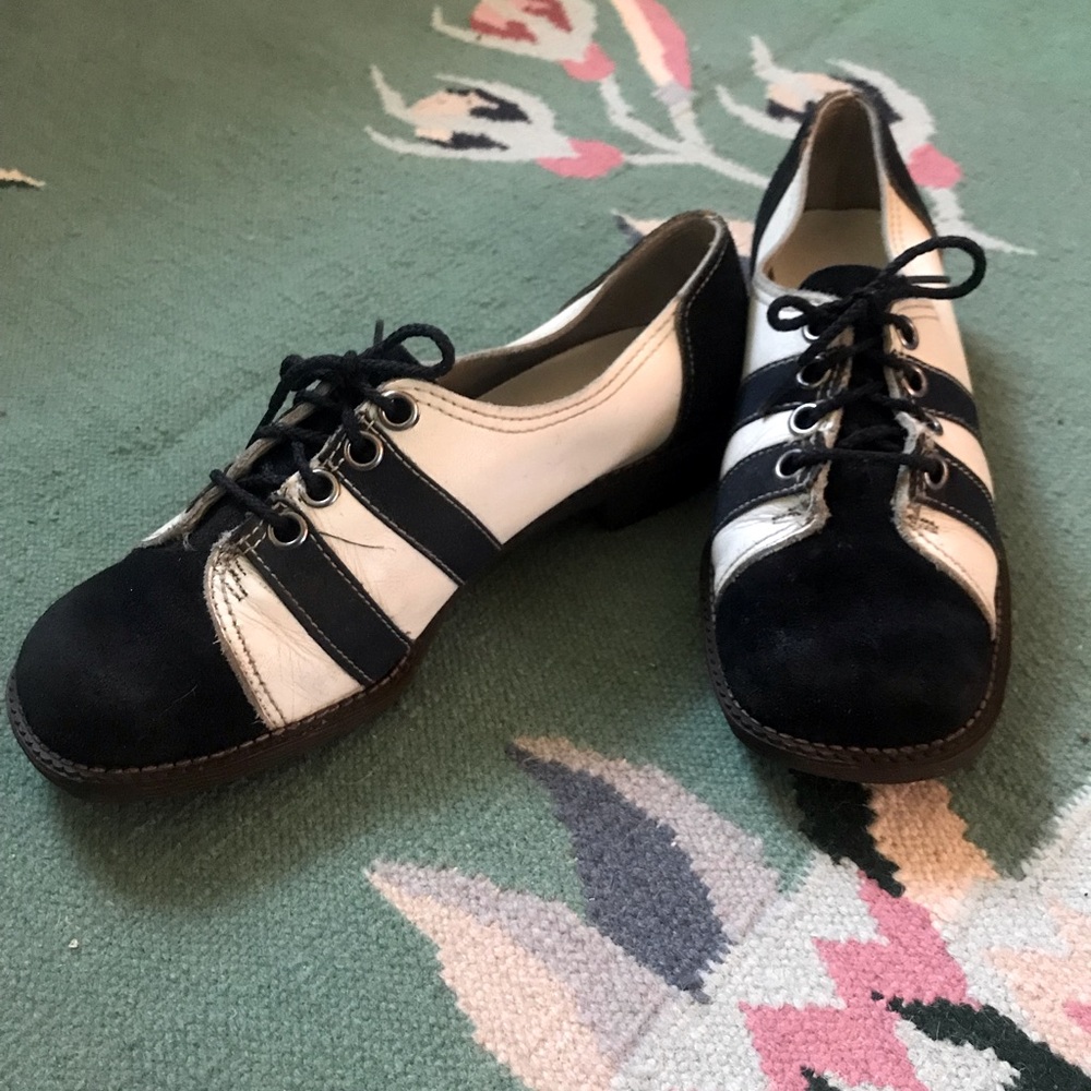 60’s LEATHER SPECTATOR SHOES SZ W9 VTG
